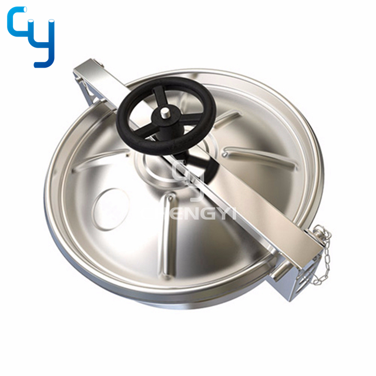 Stainless steel round manway outward-open