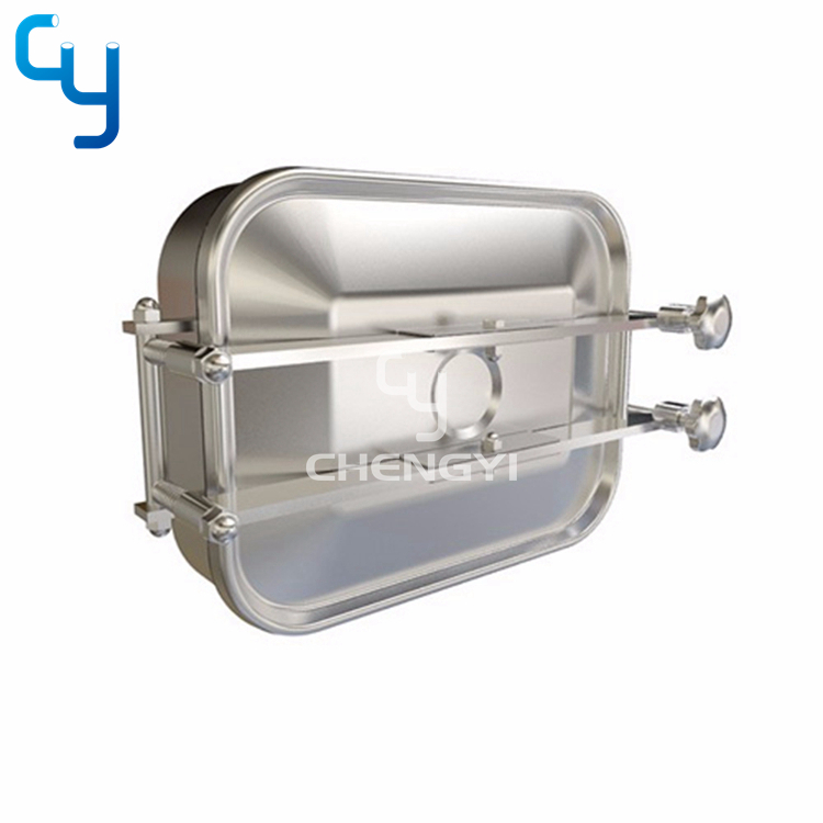 Stainless steel rectangular manhole with double locks