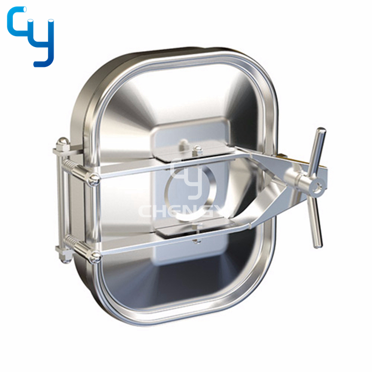 Sanitary single lock square manhole