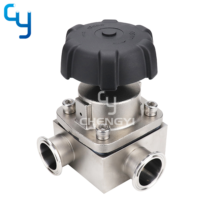 Three way diaphragm valve