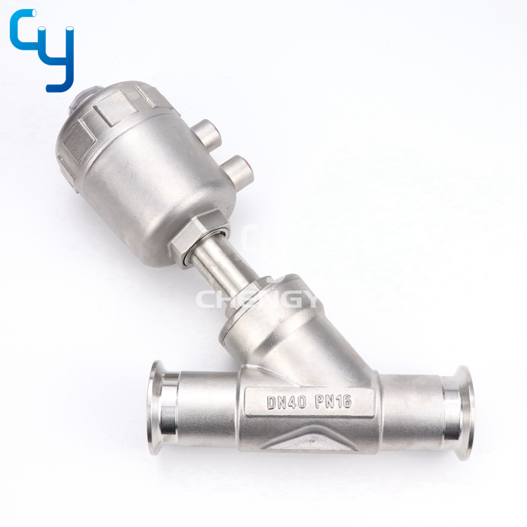 Pneumatic angle seat valve