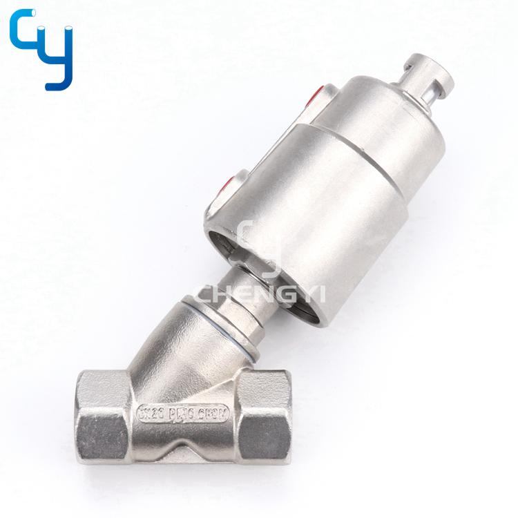 Pneumatic angle seat valve