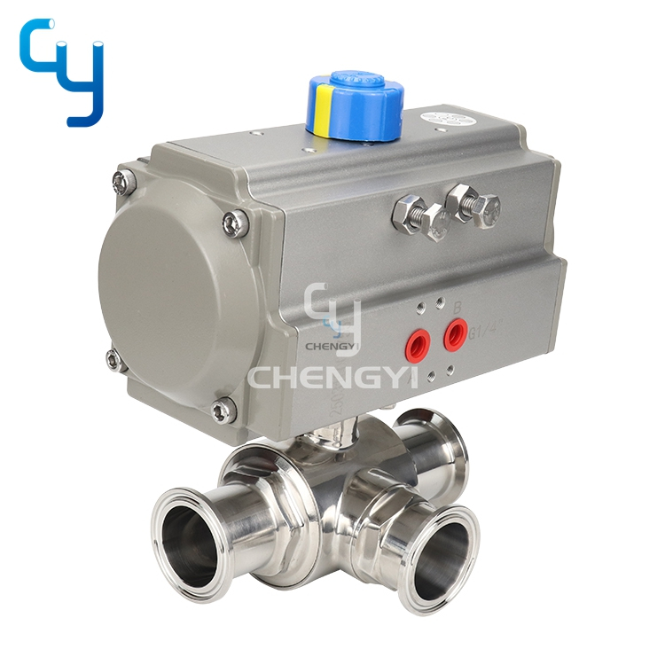 Pneumatil Three Way Ball Valve