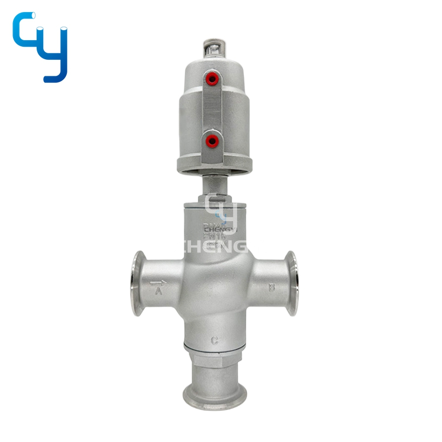 Pneumatic Clamped Three Way Angle Seat Valve