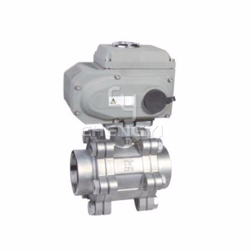 Electric 3 pcs threaded ball valve